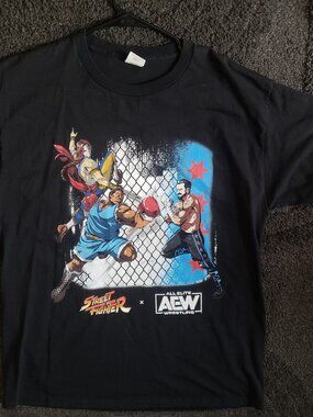 Street Fighter x AEW Shirt  CM Punk All Elite Wrestling Collab Capcom Size Large